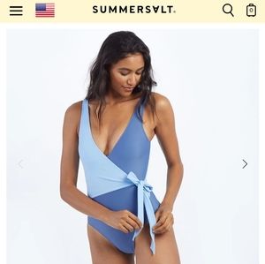 Long Torso Perfect Wrap One Piece- Sky & Blue Mountain